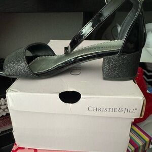 Christie & Jill Black Glitter Sandals